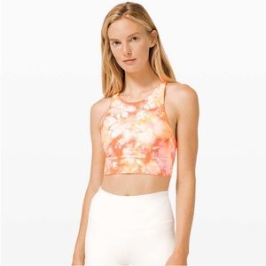🦄 Lululemon Energy HighNeck Long Line Bra 6 Shibori White Grapefruit Florid